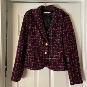 Calvin Klein boucle satin-lined blazer